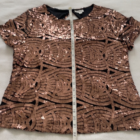 Vintage Copper Sequined Top! Sz M. Lined and has a bit of stretch! - Picture 11 of 13